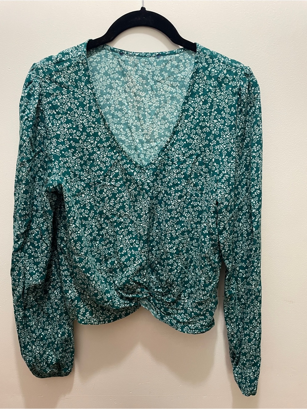 Francesca’s Cropped Floral Green Lightweight Top